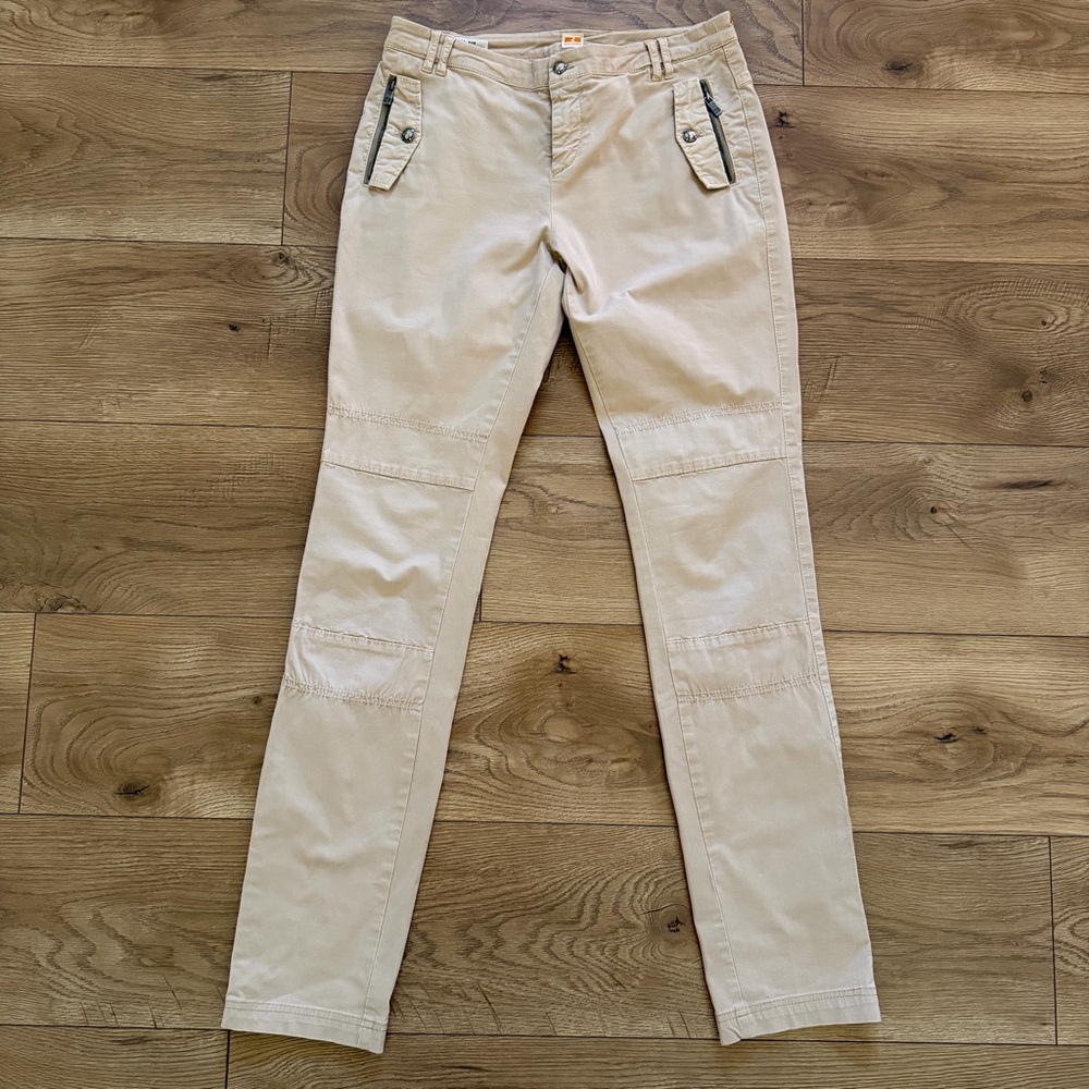 Boss Orange Slim Fit Khaki Pants Women's 4 Beige Zipper Pocket Moto Style